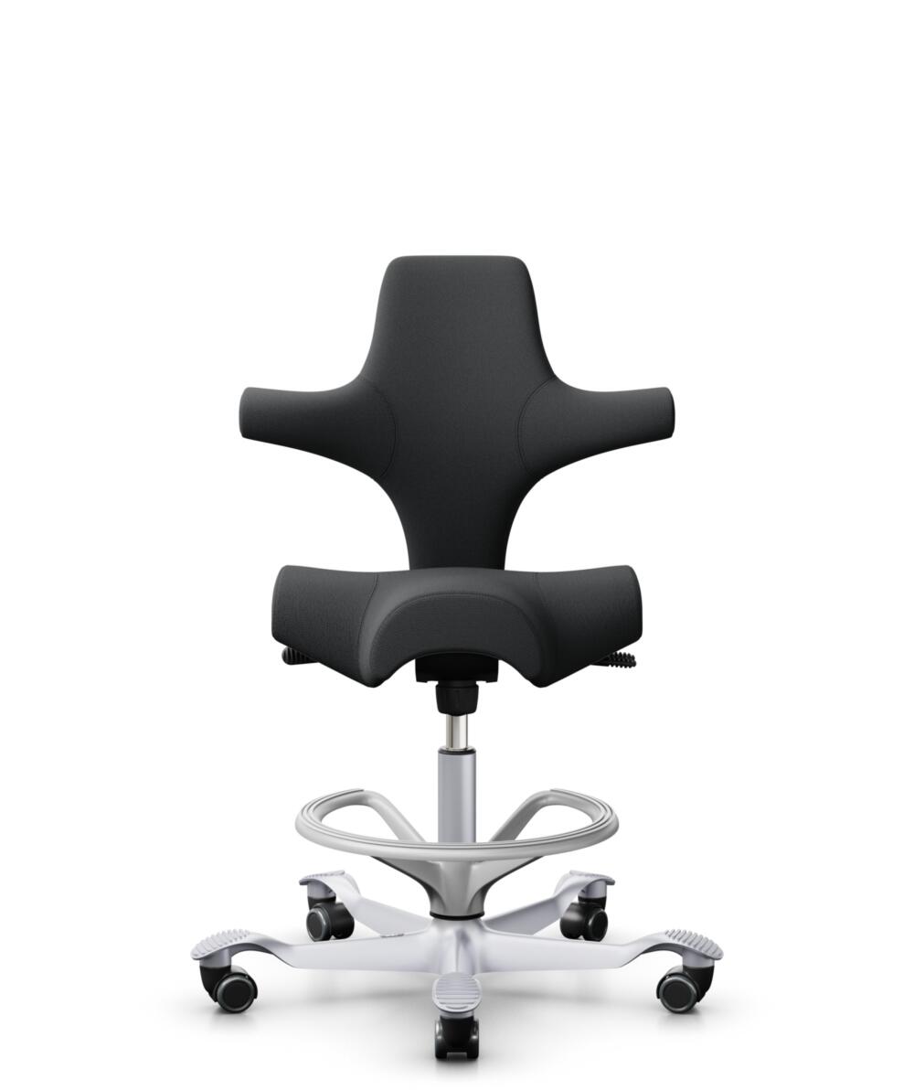 HÅG Capisco 8106 - Select (Gabriel) - Wol / Polyamide - SC60051 - Charcoal - Framekleur - Zilver - Gasveer - 200 mm (Zithoogte 46-64cm) - Vloercontact - Zachte wielen t.b.v. harde vloeren - Voetenring - Ja, in framekleur - Voetster - Nee, voetster in f... - 1