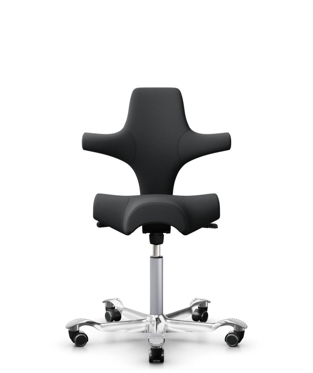 HÅG Capisco 8106 - Select (Gabriel) - Wol / Polyamide - SC60051 - Charcoal - Framekleur - Zilver - Gasveer - 265 mm (Zithoogte 53-79cm) - Vloercontact - Zachte wielen t.b.v. harde vloeren - Voetenring - Nee, geen voetenring - Voetster - Ja, voetster in... - 1