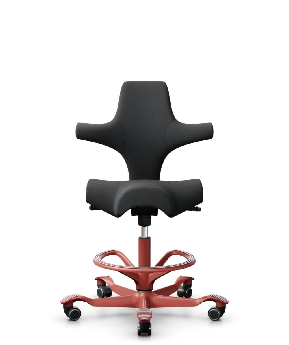 HÅG Capisco 8106 - Select (Gabriel) - Wol / Polyamide - SC60051 - Charcoal - Framekleur - Blush Rose - Gasveer - 265 mm (Zithoogte 53-79cm) - Vloercontact - Harde wielen t.b.v. zachte vloeren - Voetenring - Ja, in framekleur - Voetster - Nee, voetster ... - 1