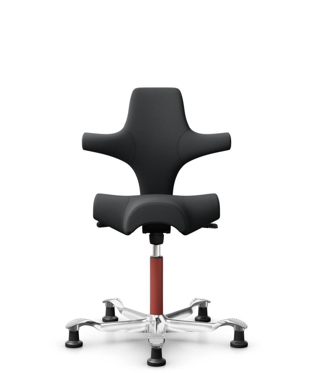 HÅG Capisco 8106 - Select (Gabriel) - Wol / Polyamide - SC60051 - Charcoal - Framekleur - Blush Rose - Gasveer - 265 mm (Zithoogte 53-79cm) - Vloercontact - Glijdoppen - Voetenring - Nee, geen voetenring - Voetster - Ja, voetster in gepolijst aluminium - 1