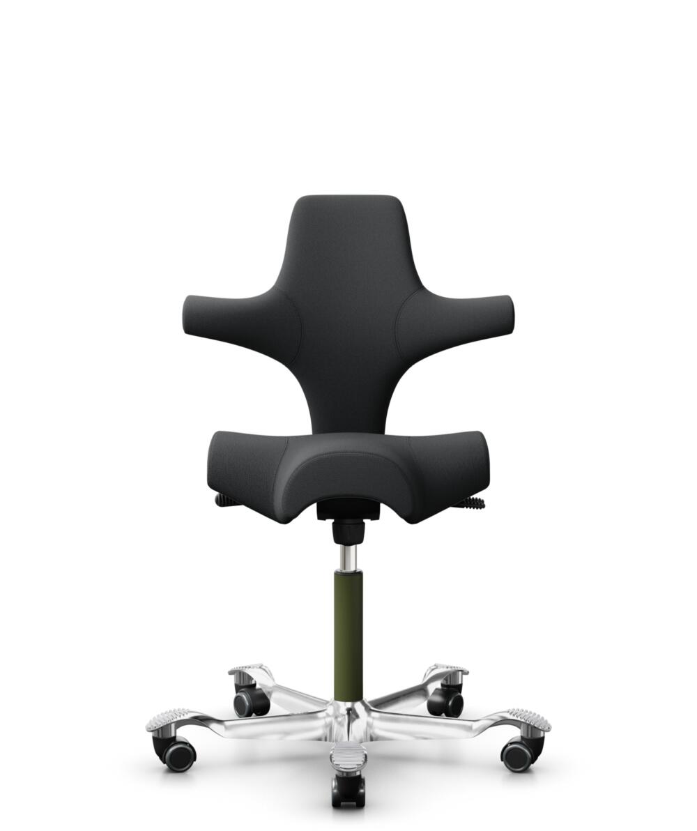HÅG Capisco 8106 - Select (Gabriel) - Wol / Polyamide - SC60051 - Charcoal - Framekleur - Moss Grey - Gasveer - 150 mm (Zithoogte 40-55cm) - Vloercontact - Zachte wielen t.b.v. harde vloeren - Voetenring - Nee, geen voetenring - Voetster - Ja, voetster... - 1
