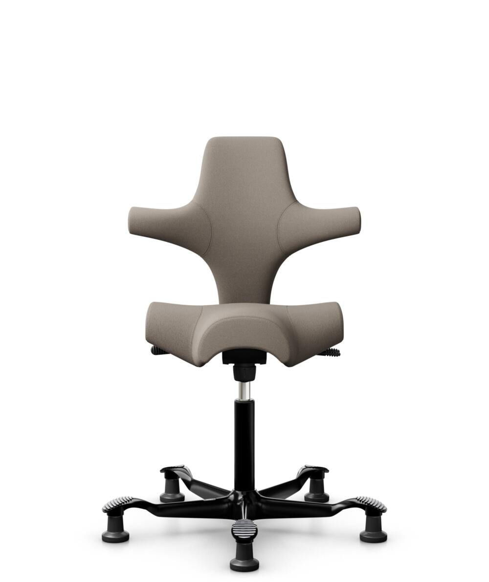 HÅG Capisco 8106 - Select (Gabriel) - Wol / Polyamide - SC60129 - Beige - Framekleur - Zwart - Gasveer - 150 mm (Zithoogte 40-55cm) - Vloercontact - Glijdoppen - Voetenring - Nee, geen voetenring - Voetster - Nee, voetster in framekleur - 1