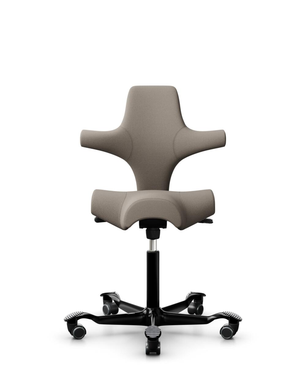 HÅG Capisco 8106 - Select (Gabriel) - Wol / Polyamide - SC60129 - Beige - Framekleur - Zwart - Gasveer - 265 mm (Zithoogte 53-79cm) - Vloercontact - Harde wielen t.b.v. zachte vloeren - Voetenring - Nee, geen voetenring - Voetster - Nee, voetster in fr... - 1