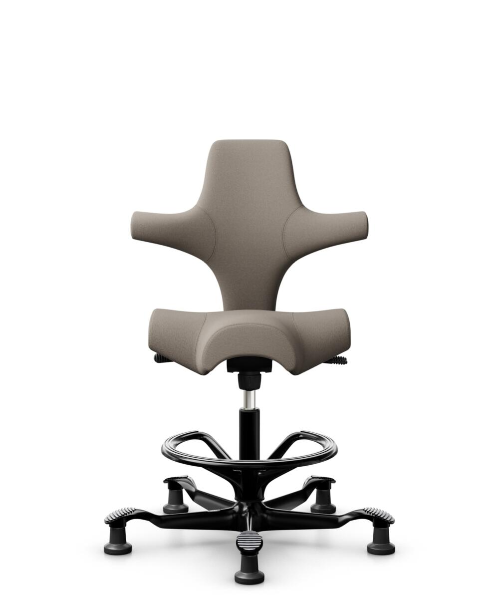 HÅG Capisco 8106 - Select (Gabriel) - Wol / Polyamide - SC60129 - Beige - Framekleur - Zwart - Gasveer - 265 mm (Zithoogte 53-79cm) - Vloercontact - Glijdoppen - Voetenring - Ja, in framekleur - Voetster - Nee, voetster in framekleur - 1