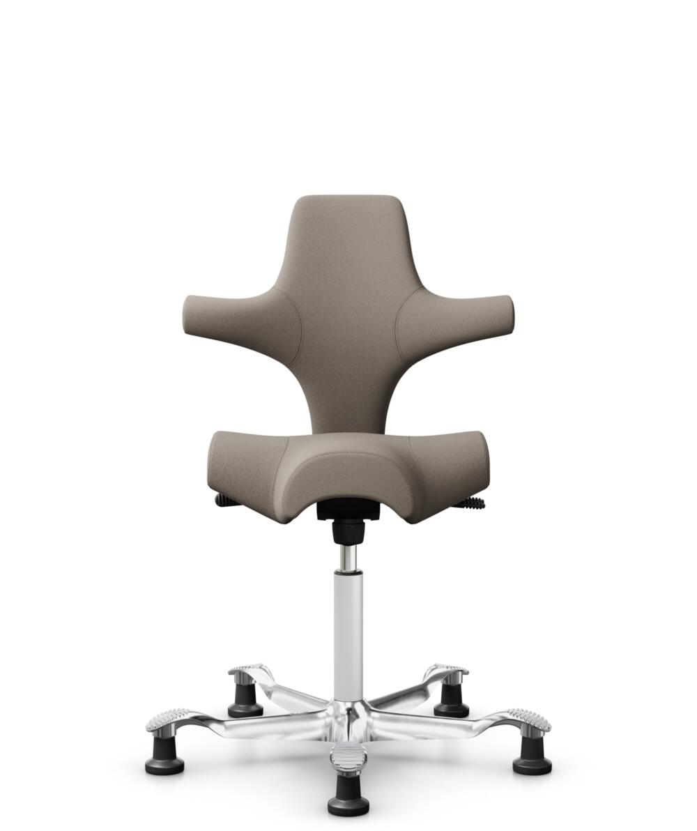 HÅG Capisco 8106 - Select (Gabriel) - Wol / Polyamide - SC60129 - Beige - Framekleur - Wit - Gasveer - 265 mm (Zithoogte 53-79cm) - Vloercontact - Glijdoppen - Voetenring - Nee, geen voetenring - Voetster - Ja, voetster in gepolijst aluminium - 1
