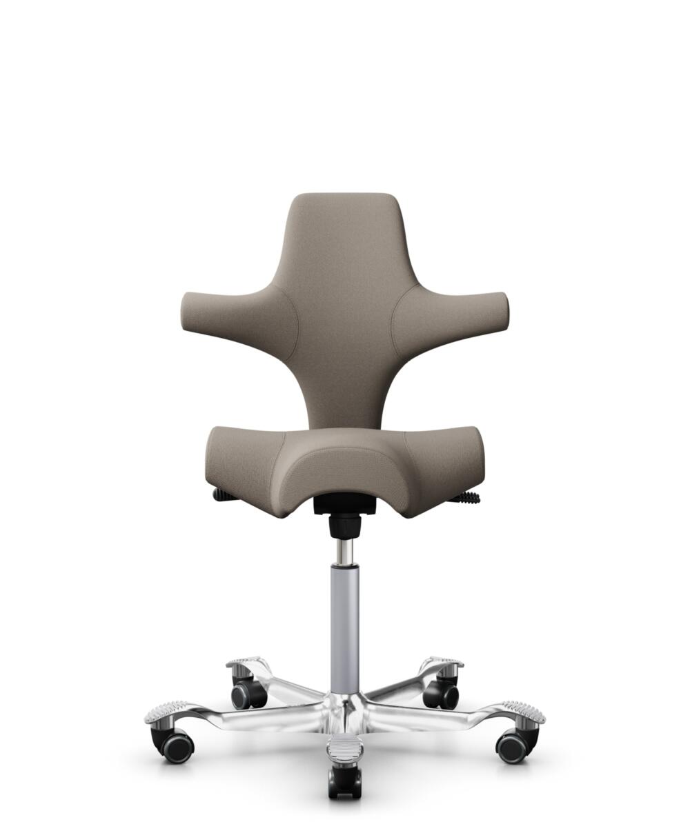 HÅG Capisco 8106 - Select (Gabriel) - Wol / Polyamide - SC60129 - Beige - Framekleur - Zilver - Gasveer - 265 mm (Zithoogte 53-79cm) - Vloercontact - Harde wielen t.b.v. zachte vloeren - Voetenring - Nee, geen voetenring - Voetster - Ja, voetster in ge... - 1