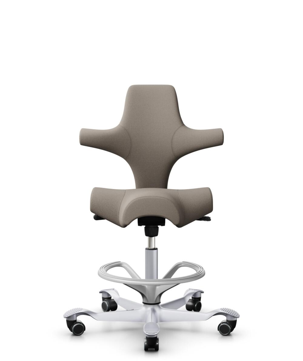 HÅG Capisco 8106 - Select (Gabriel) - Wol / Polyamide - SC60129 - Beige - Framekleur - Zilver - Gasveer - 265 mm (Zithoogte 53-79cm) - Vloercontact - Harde wielen t.b.v. zachte vloeren - Voetenring - Ja, in framekleur - Voetster - Nee, voetster in fram... - 1