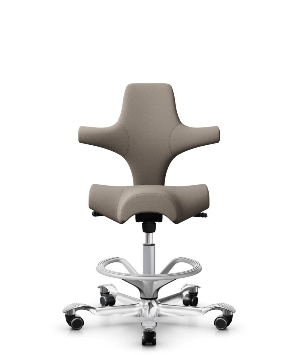 HÅG Capisco 8106 - Select (Gabriel) - Wol / Polyamide - SC60129 - Beige - Framekleur - Zilver - Gasveer - 265 mm (Zithoogte 53-79cm) - Vloercontact - Harde wielen t.b.v. zachte vloeren - Voetenring - Ja, in framekleur - Voetster - Ja, voetster in gepol... - 1