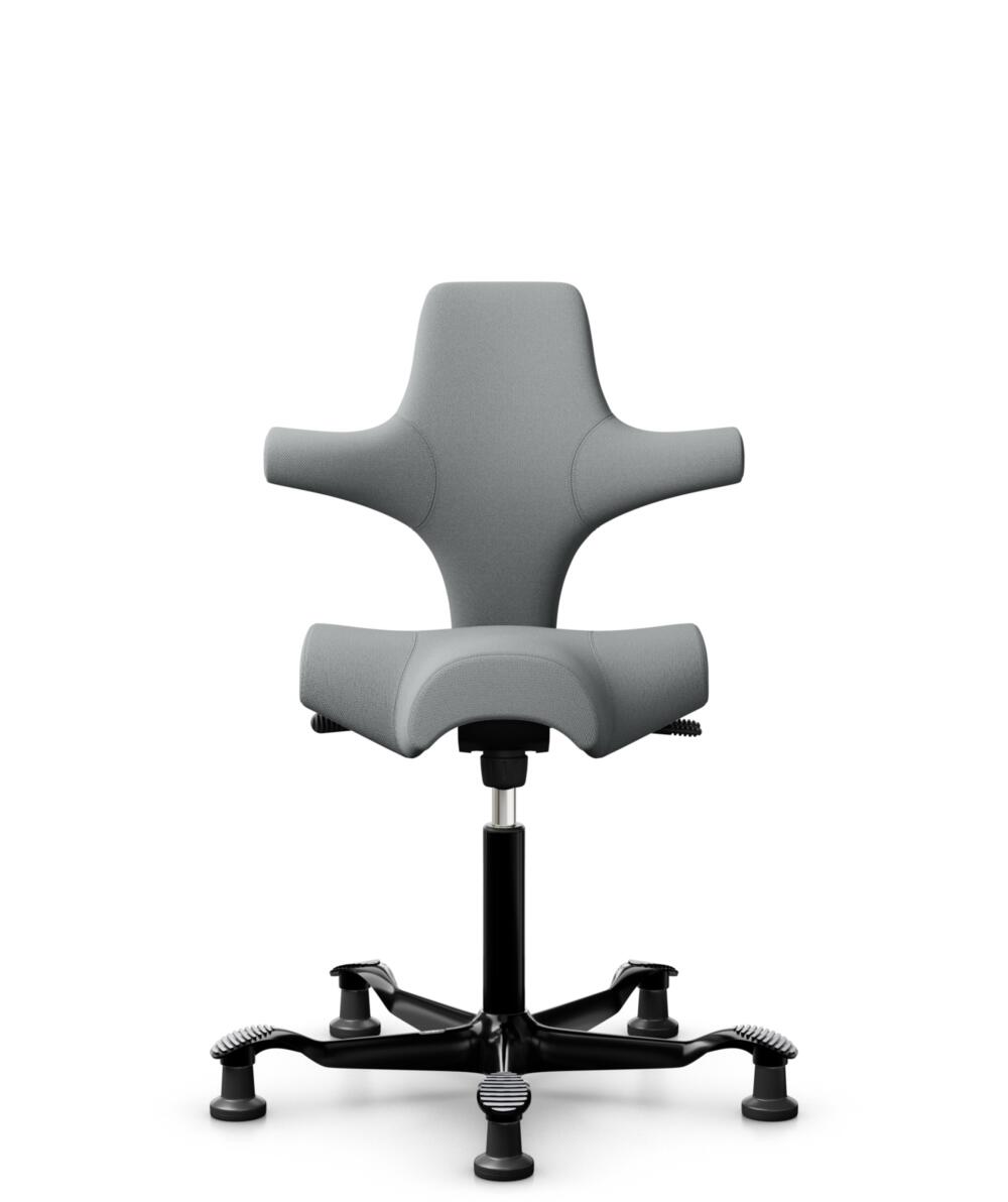 HÅG Capisco 8106 - Select (Gabriel) - Wol / Polyamide - SC60131 - Light ash grey - Framekleur - Zwart - Gasveer - 150 mm (Zithoogte 40-55cm) - Vloercontact - Glijdoppen - Voetenring - Nee, geen voetenring - Voetster - Nee, voetster in framekleur - 3