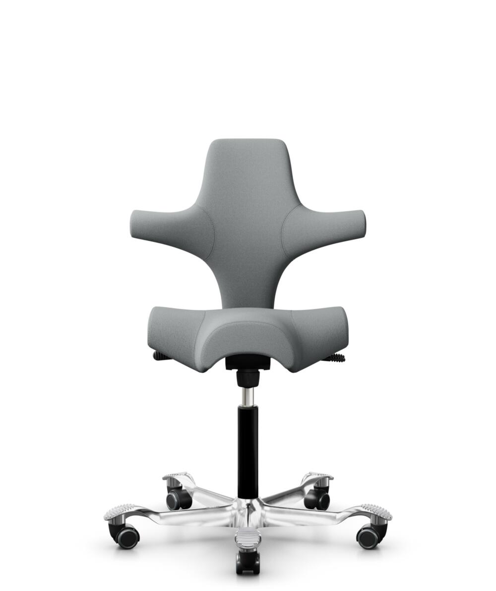 HÅG Capisco 8106 - Select (Gabriel) - Wol / Polyamide - SC60131 - Light ash grey - Framekleur - Zwart - Gasveer - 200 mm (Zithoogte 46-64cm) - Vloercontact - Zachte wielen t.b.v. harde vloeren - Voetenring - Nee, geen voetenring - Voetster - Ja, voetst... - 3
