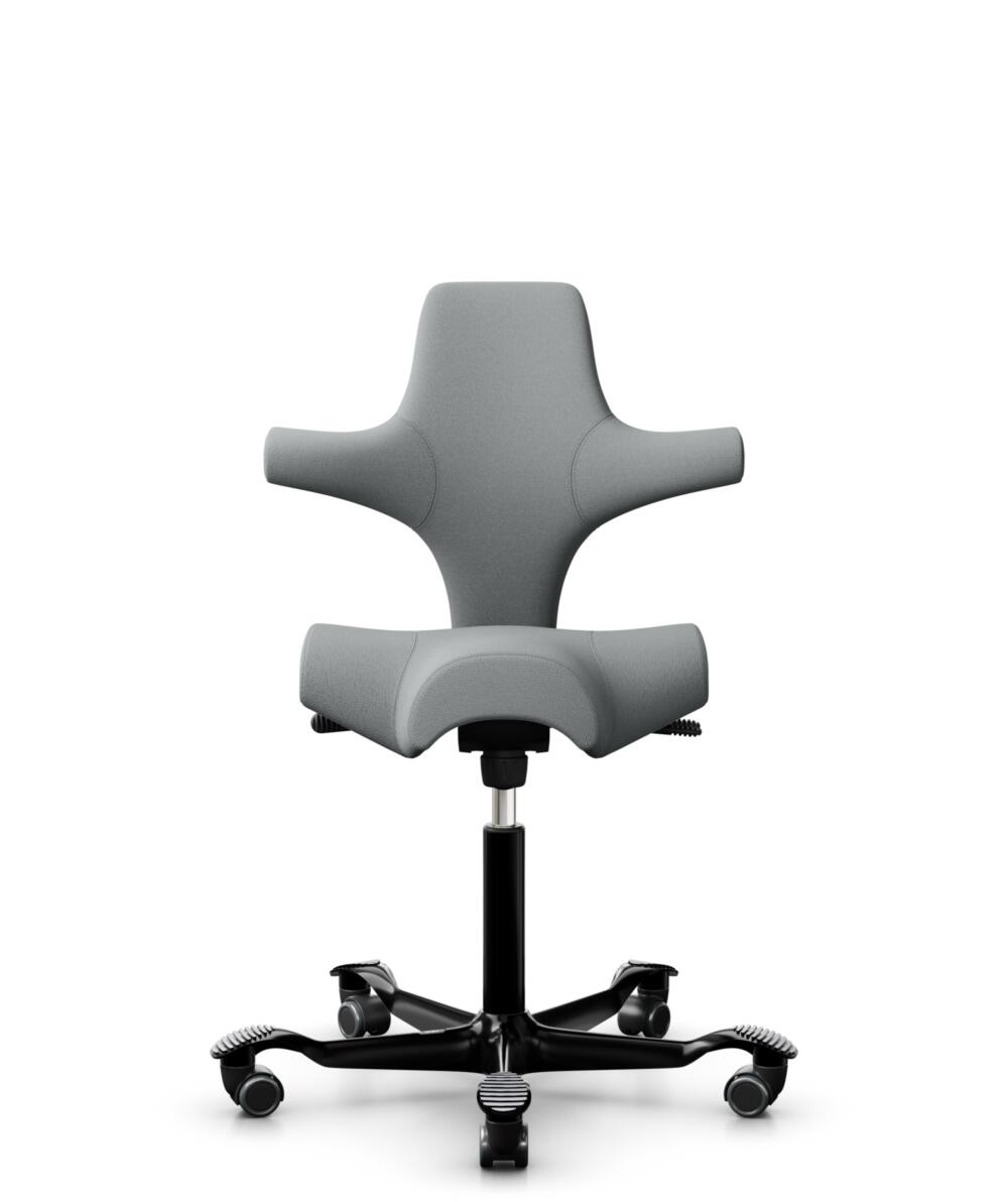 HÅG Capisco 8106 - Select (Gabriel) - Wol / Polyamide - SC60131 - Light ash grey - Framekleur - Zwart - Gasveer - 265 mm (Zithoogte 53-79cm) - Vloercontact - Zachte wielen t.b.v. harde vloeren - Voetenring - Nee, geen voetenring - Voetster - Nee, voets... - 2