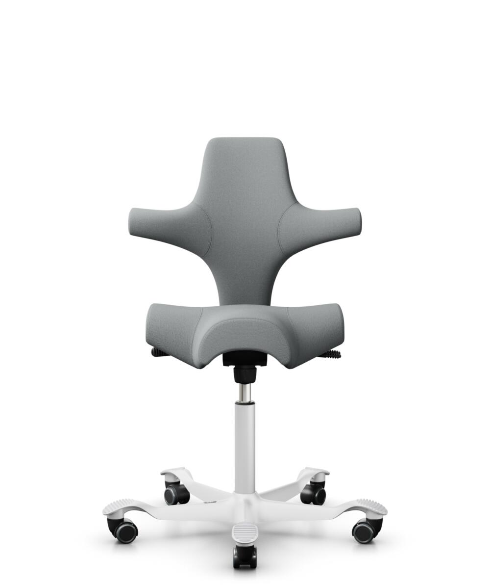 HÅG Capisco 8106 - Select (Gabriel) - Wol / Polyamide - SC60131 - Light ash grey - Framekleur - Wit - Gasveer - 150 mm (Zithoogte 40-55cm) - Vloercontact - Zachte wielen t.b.v. harde vloeren - Voetenring - Nee, geen voetenring - Voetster - Nee, voetste... - 3