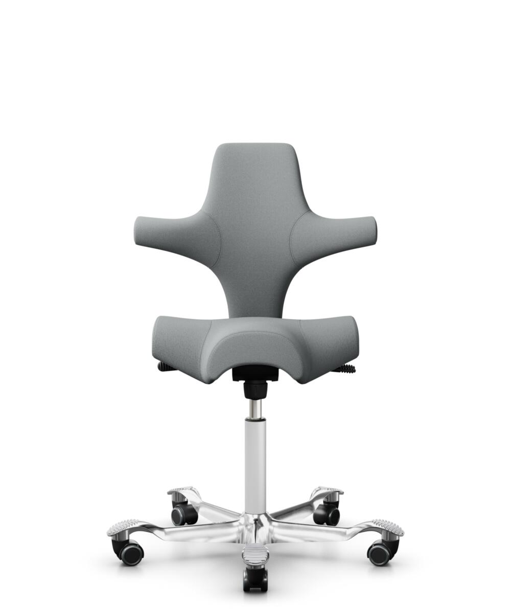 HÅG Capisco 8106 - Select (Gabriel) - Wol / Polyamide - SC60131 - Light ash grey - Framekleur - Wit - Gasveer - 265 mm (Zithoogte 53-79cm) - Vloercontact - Zachte wielen t.b.v. harde vloeren - Voetenring - Nee, geen voetenring - Voetster - Ja, voetster... - 1