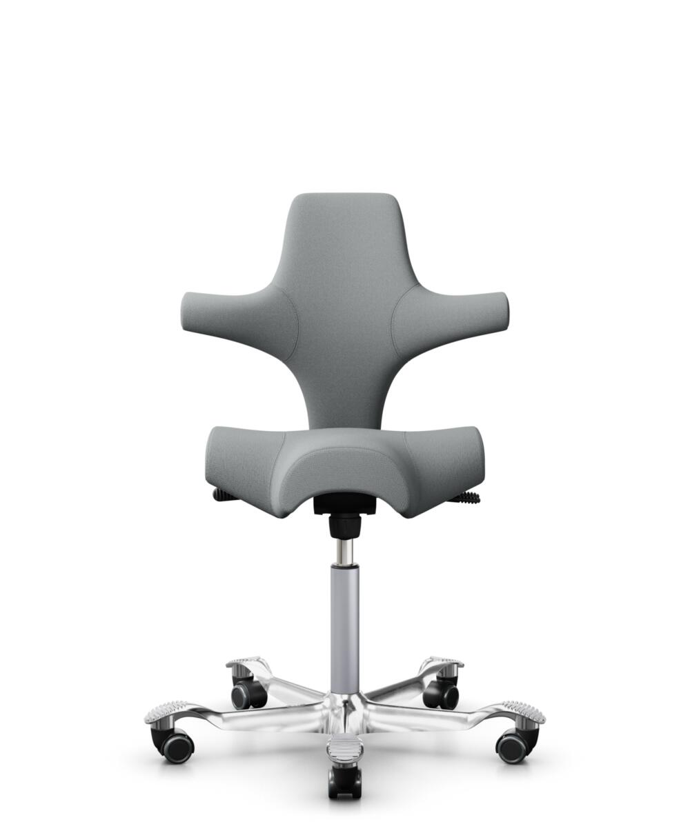HÅG Capisco 8106 - Select (Gabriel) - Wol / Polyamide - SC60131 - Light ash grey - Framekleur - Zilver - Gasveer - 265 mm (Zithoogte 53-79cm) - Vloercontact - Harde wielen t.b.v. zachte vloeren - Voetenring - Nee, geen voetenring - Voetster - Ja, voets... - 2