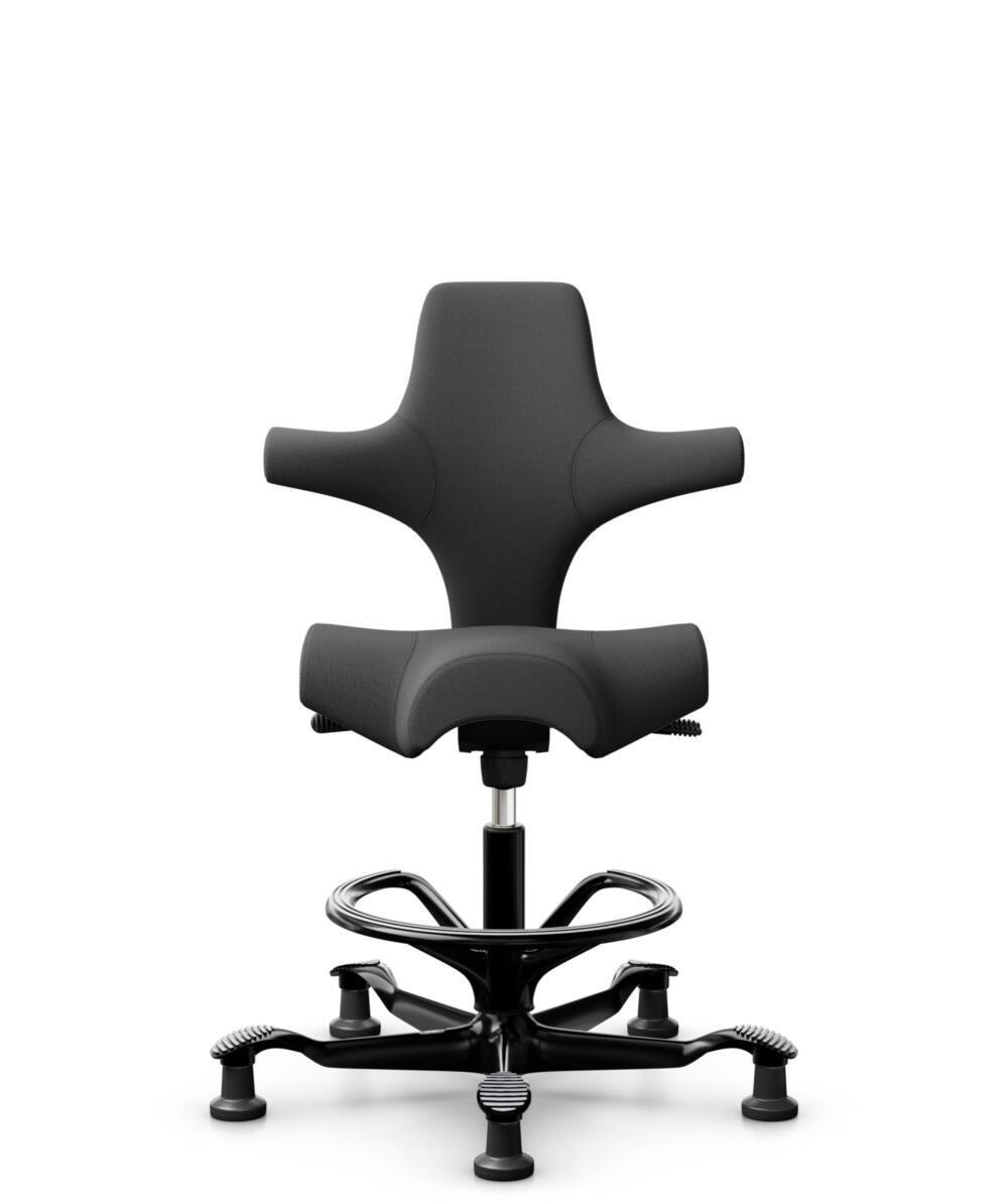 HÅG Capisco 8106 - Select (Gabriel) - Wol / Polyamide - SC60134 - Dark Grey - Framekleur - Zwart - Gasveer - 265 mm (Zithoogte 53-79cm) - Vloercontact - Glijdoppen - Voetenring - Ja, in framekleur - Voetster - Nee, voetster in framekleur - 1