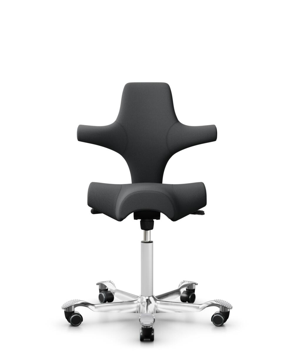 HÅG Capisco 8106 - Select (Gabriel) - Wol / Polyamide - SC60134 - Dark Grey - Framekleur - Wit - Gasveer - 200 mm (Zithoogte 46-64cm) - Vloercontact - Harde wielen t.b.v. zachte vloeren - Voetenring - Nee, geen voetenring - Voetster - Ja, voetster in g... - 1