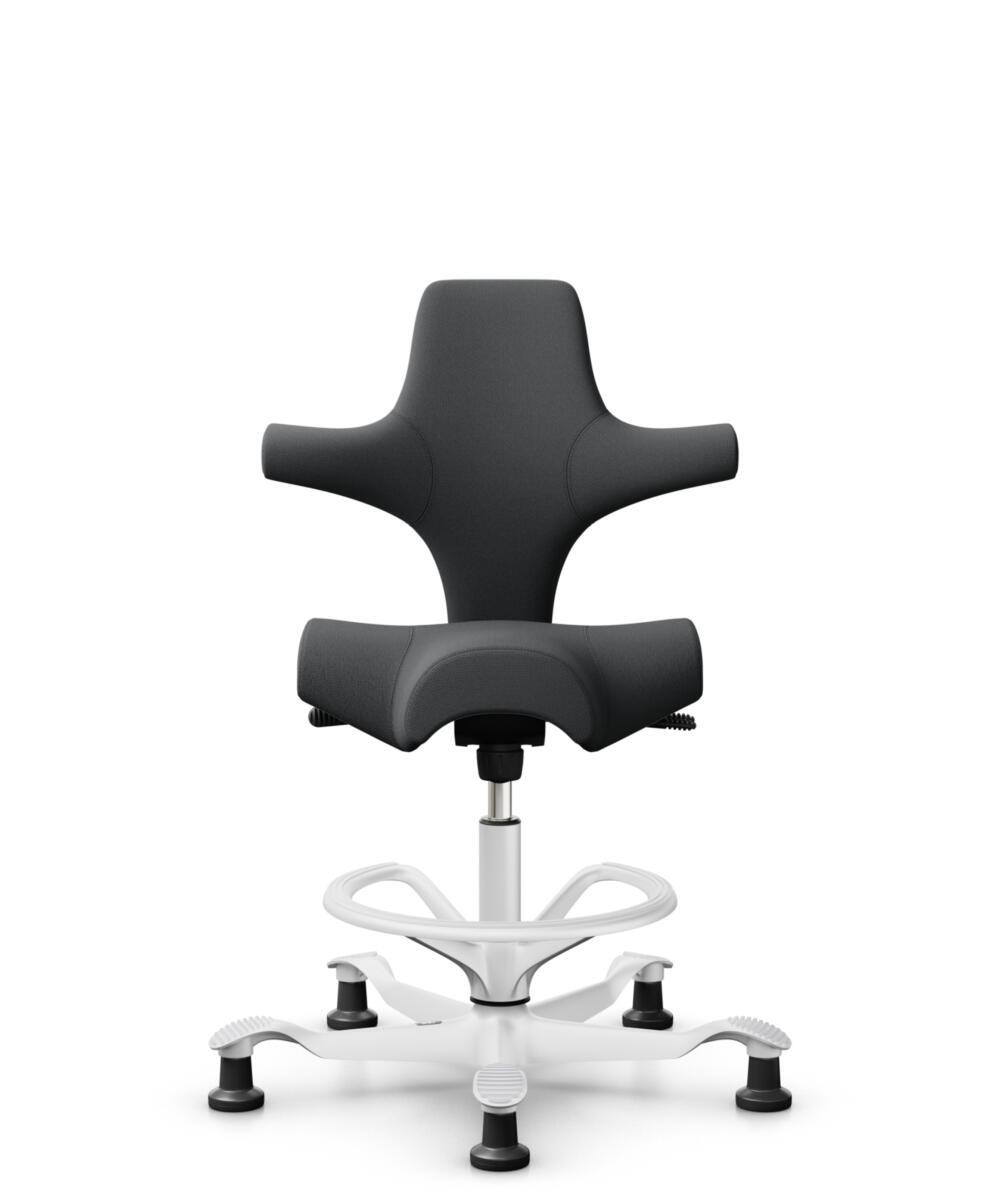 HÅG Capisco 8106 - Select (Gabriel) - Wol / Polyamide - SC60134 - Dark Grey - Framekleur - Wit - Gasveer - 200 mm (Zithoogte 46-64cm) - Vloercontact - Glijdoppen - Voetenring - Ja, in framekleur - Voetster - Nee, voetster in framekleur - 1