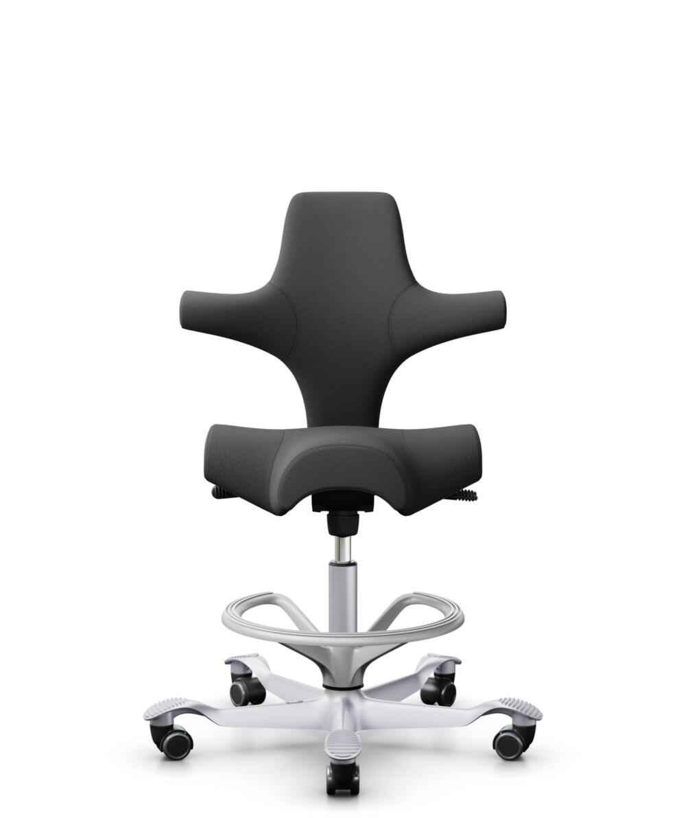 HÅG Capisco 8106 - Select (Gabriel) - Wol / Polyamide - SC60134 - Dark Grey - Framekleur - Zilver - Gasveer - 200 mm (Zithoogte 46-64cm) - Vloercontact - Harde wielen t.b.v. zachte vloeren - Voetenring - Ja, in framekleur - Voetster - Nee, voetster in ... - 1