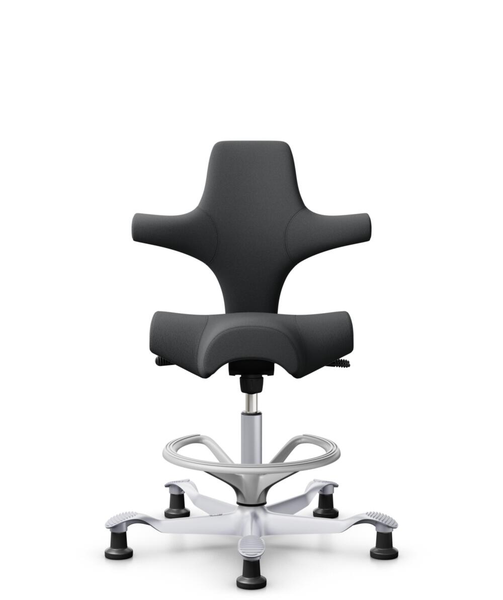 HÅG Capisco 8106 - Select (Gabriel) - Wol / Polyamide - SC60134 - Dark Grey - Framekleur - Zilver - Gasveer - 200 mm (Zithoogte 46-64cm) - Vloercontact - Glijdoppen - Voetenring - Ja, in framekleur - Voetster - Nee, voetster in framekleur - 1
