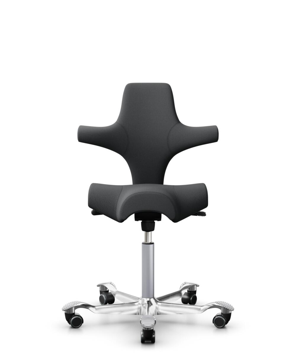 HÅG Capisco 8106 - Select (Gabriel) - Wol / Polyamide - SC60134 - Dark Grey - Framekleur - Zilver - Gasveer - 265 mm (Zithoogte 53-79cm) - Vloercontact - Harde wielen t.b.v. zachte vloeren - Voetenring - Nee, geen voetenring - Voetster - Ja, voetster i... - 1