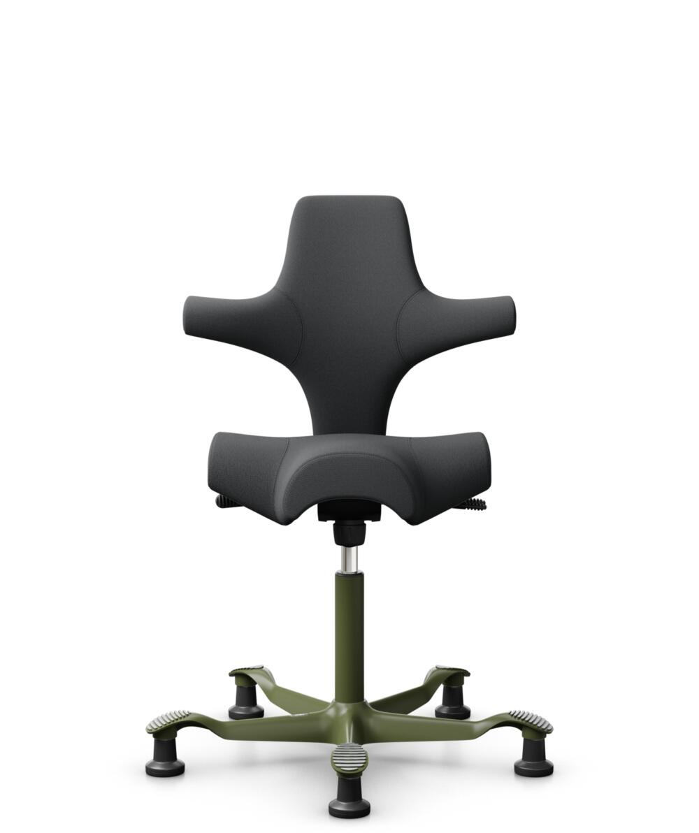 HÅG Capisco 8106 - Select (Gabriel) - Wol / Polyamide - SC60134 - Dark Grey - Framekleur - Moss Grey - Gasveer - 200 mm (Zithoogte 46-64cm) - Vloercontact - Glijdoppen - Voetenring - Nee, geen voetenring - Voetster - Nee, voetster in framekleur - 1