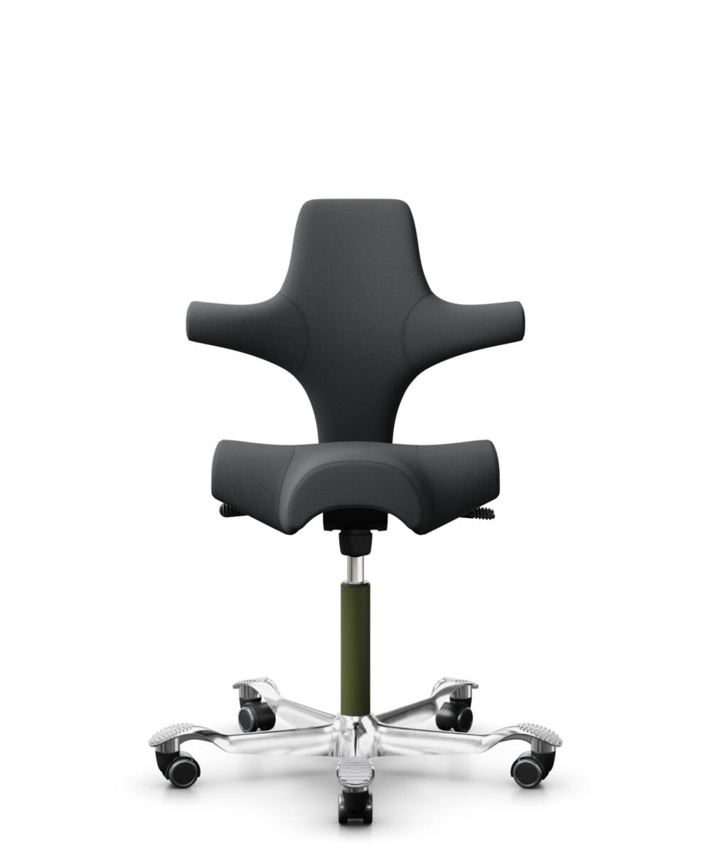 HÅG Capisco 8106 - Select (Gabriel) - Wol / Polyamide - SC60134 - Dark Grey - Framekleur - Moss Grey - Gasveer - 265 mm (Zithoogte 53-79cm) - Vloercontact - Harde wielen t.b.v. zachte vloeren - Voetenring - Nee, geen voetenring - Voetster - Ja, voetste... - 1