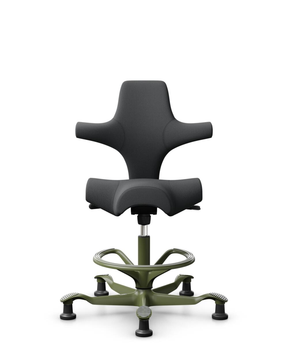 HÅG Capisco 8106 - Select (Gabriel) - Wol / Polyamide - SC60134 - Dark Grey - Framekleur - Moss Grey - Gasveer - 265 mm (Zithoogte 53-79cm) - Vloercontact - Glijdoppen - Voetenring - Ja, in framekleur - Voetster - Nee, voetster in framekleur - 1