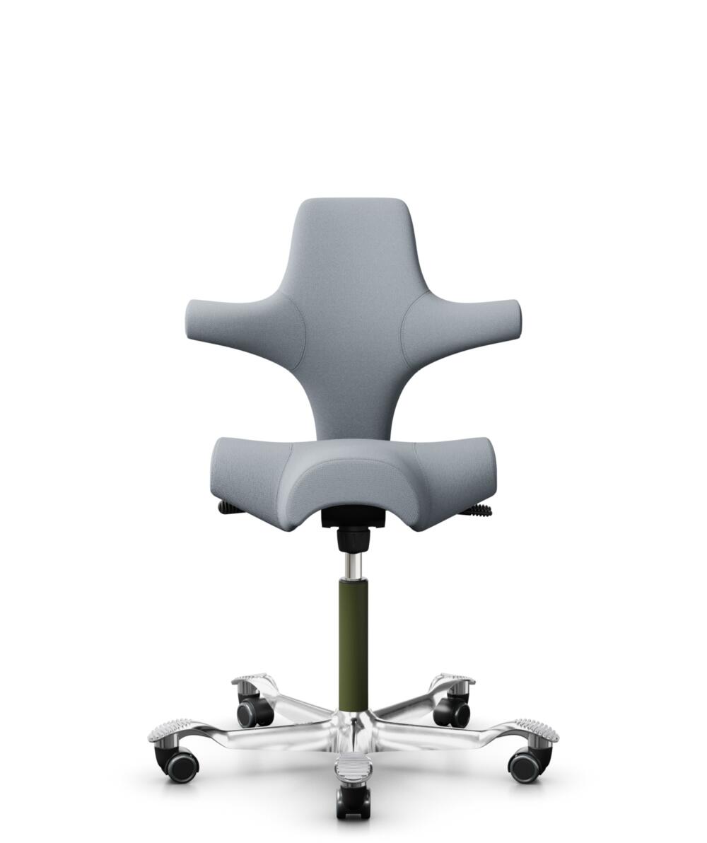 HÅG Capisco 8106 - Select (Gabriel) - Wol / Polyamide - SC60139 - Light grey - Framekleur - Wit - Gasveer - 150 mm (Zithoogte 40-55cm) - Vloercontact - Harde wielen t.b.v. zachte vloeren - Voetenring - Nee, geen voetenring - Voetster - Ja, voetster in ... - 1
