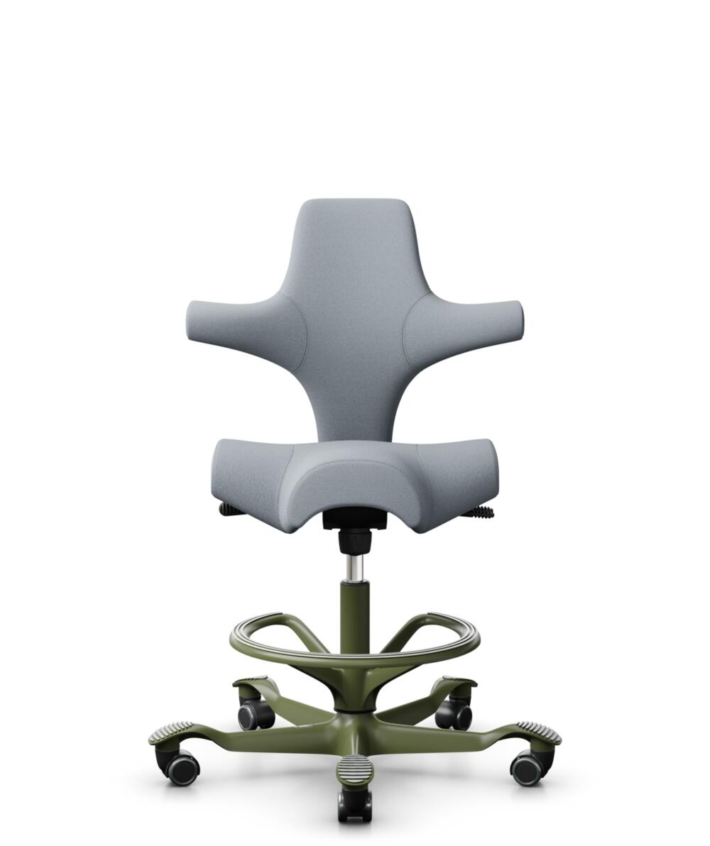 HÅG Capisco 8106 - Select (Gabriel) - Wol / Polyamide - SC60139 - Light grey - Framekleur - Wit - Gasveer - 200 mm (Zithoogte 46-64cm) - Vloercontact - Harde wielen t.b.v. zachte vloeren - Voetenring - Ja, in framekleur - Voetster - Nee, voetster in fr... - 1