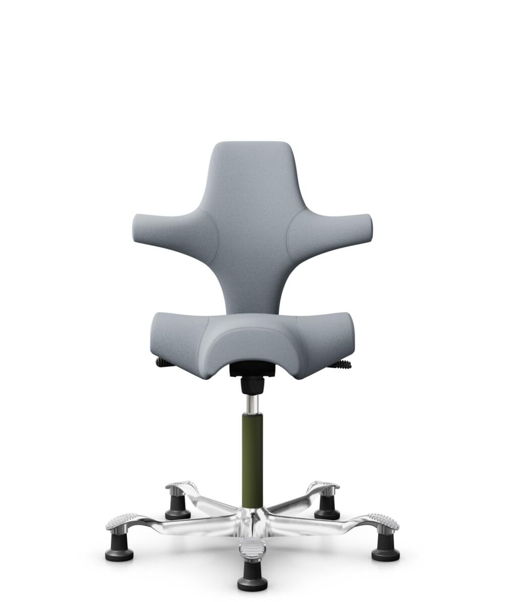 HÅG Capisco 8106 - Select (Gabriel) - Wol / Polyamide - SC60139 - Light grey - Framekleur - Wit - Gasveer - 200 mm (Zithoogte 46-64cm) - Vloercontact - Glijdoppen - Voetenring - Nee, geen voetenring - Voetster - Ja, voetster in gepolijst aluminium - 1
