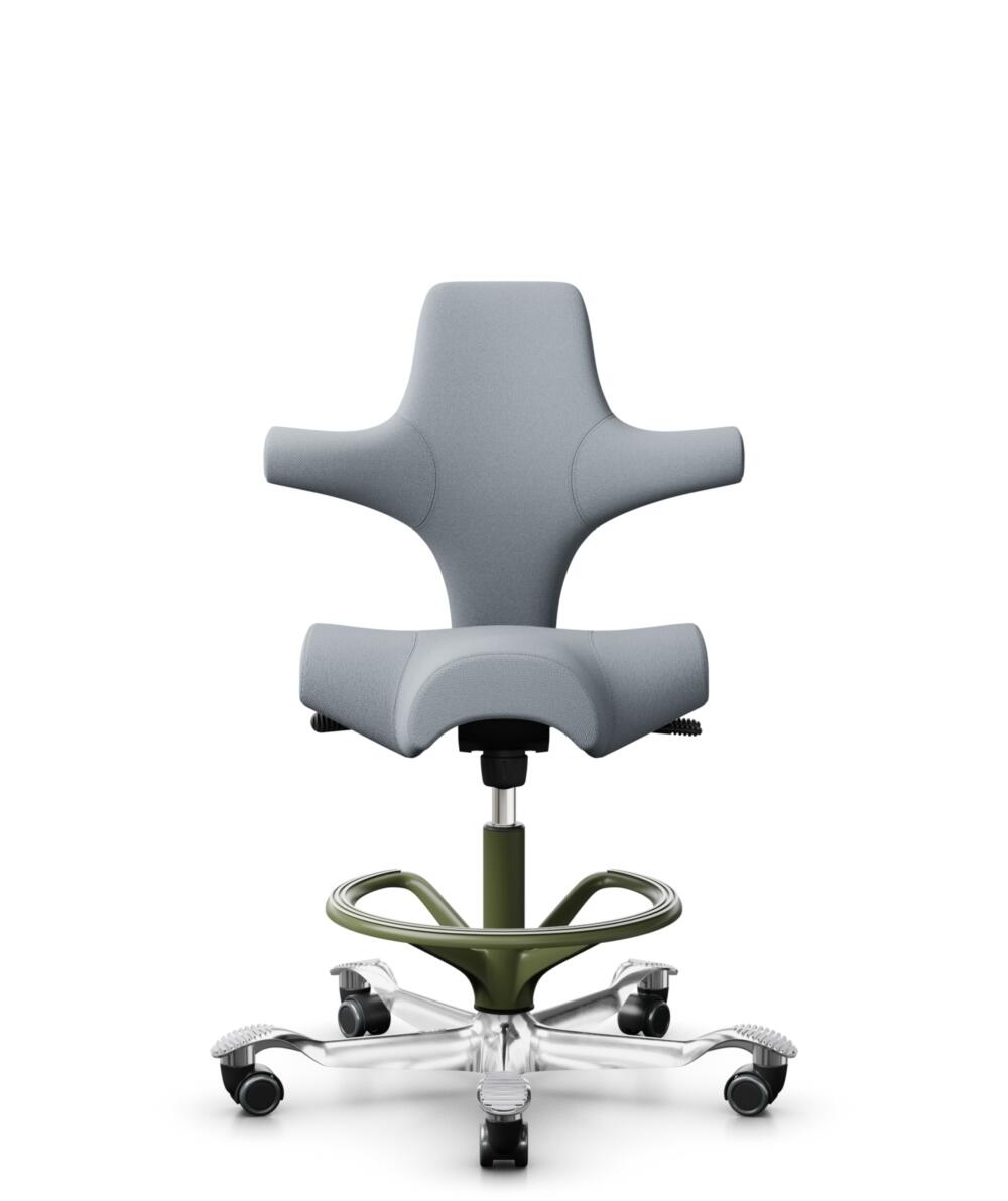 HÅG Capisco 8106 - Select (Gabriel) - Wol / Polyamide - SC60139 - Light grey - Framekleur - Wit - Gasveer - 265 mm (Zithoogte 53-79cm) - Vloercontact - Zachte wielen t.b.v. harde vloeren - Voetenring - Ja, in framekleur - Voetster - Ja, voetster in gep... - 1