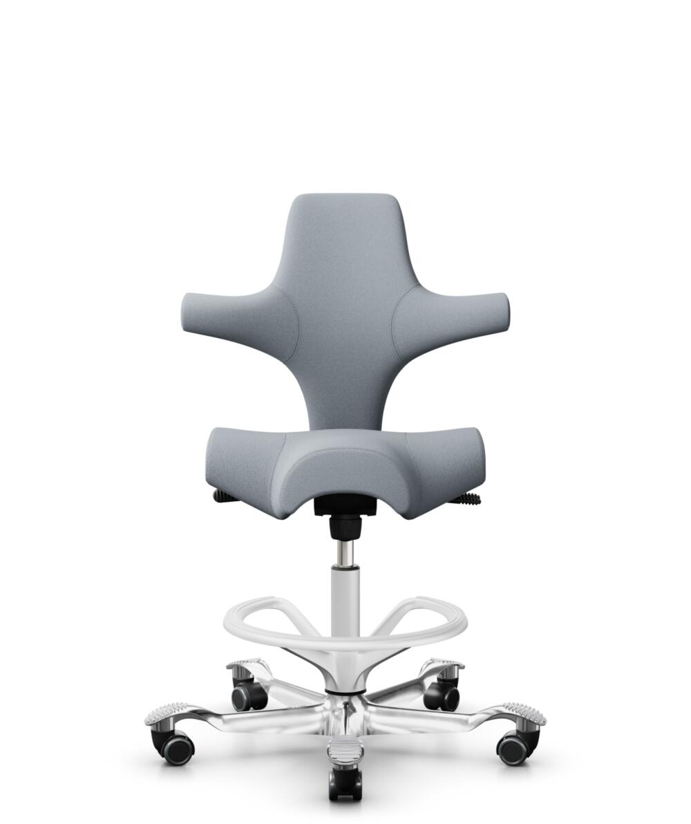 HÅG Capisco 8106 - Select (Gabriel) - Wol / Polyamide - SC60139 - Light grey - Framekleur - Zilver - Gasveer - 200 mm (Zithoogte 46-64cm) - Vloercontact - Harde wielen t.b.v. zachte vloeren - Voetenring - Ja, in framekleur - Voetster - Ja, voetster in ... - 1