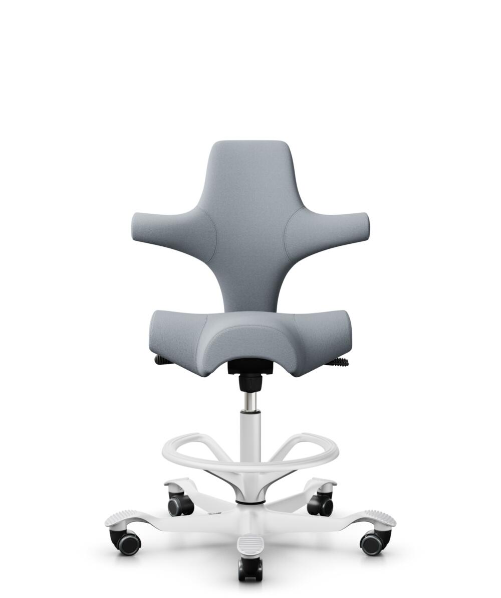 HÅG Capisco 8106 - Select (Gabriel) - Wol / Polyamide - SC60139 - Light grey - Framekleur - Zilver - Gasveer - 265 mm (Zithoogte 53-79cm) - Vloercontact - Harde wielen t.b.v. zachte vloeren - Voetenring - Ja, in framekleur - Voetster - Nee, voetster in... - 1