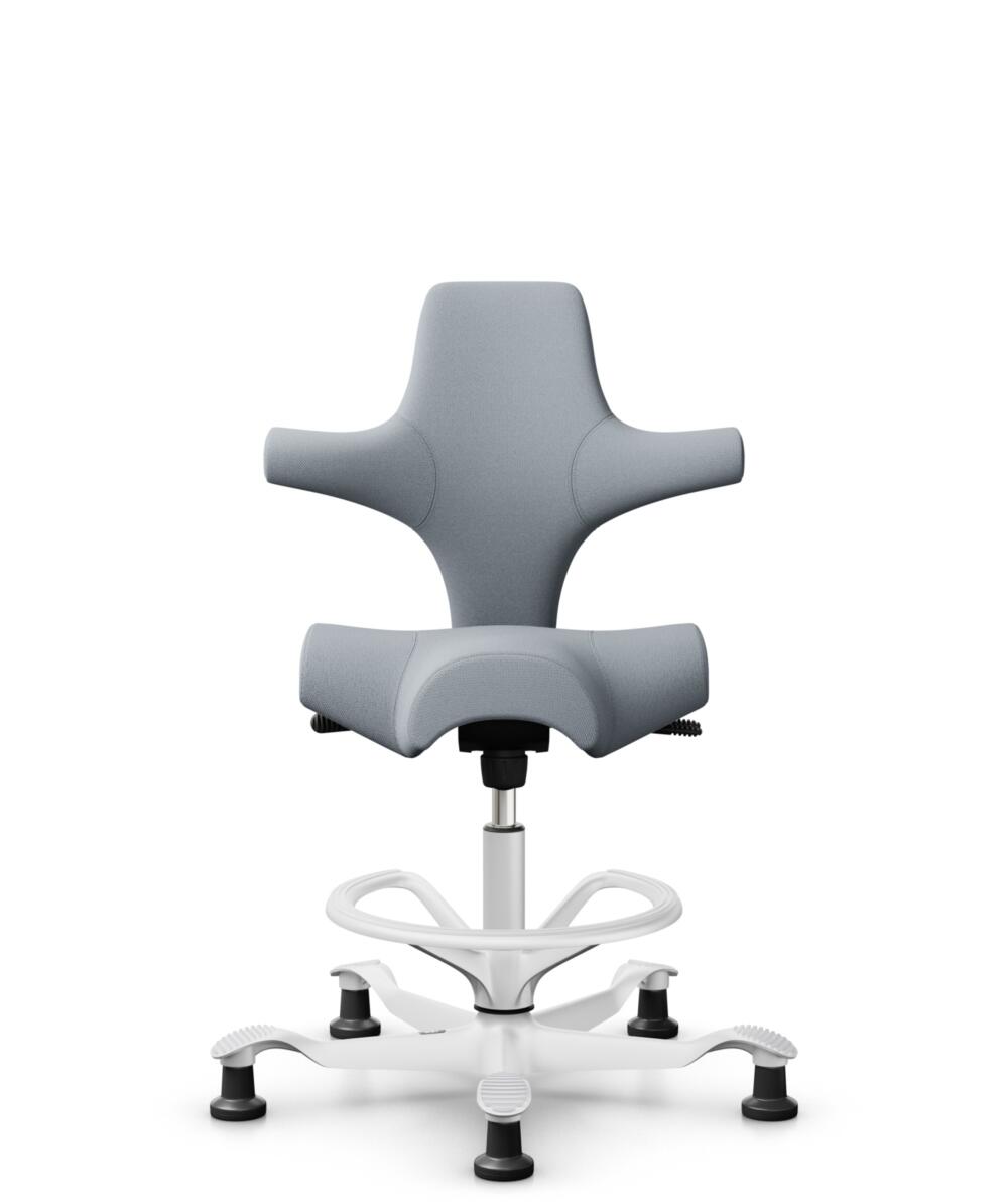 HÅG Capisco 8106 - Select (Gabriel) - Wol / Polyamide - SC60139 - Light grey - Framekleur - Zilver - Gasveer - 265 mm (Zithoogte 53-79cm) - Vloercontact - Glijdoppen - Voetenring - Ja, in framekleur - Voetster - Nee, voetster in framekleur - 1