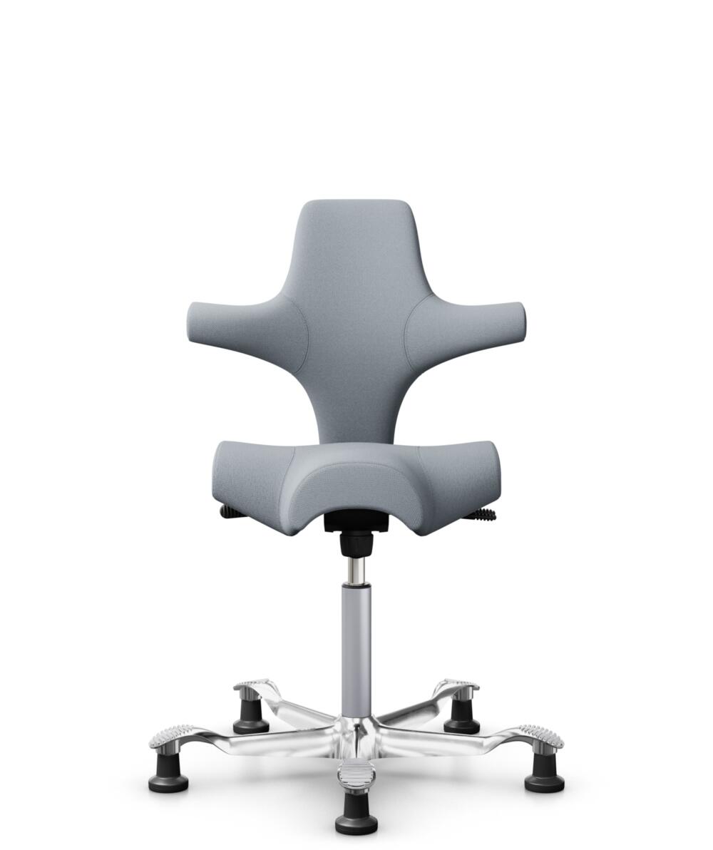 HÅG Capisco 8106 - Select (Gabriel) - Wol / Polyamide - SC60139 - Light grey - Framekleur - Blush Rose - Gasveer - 200 mm (Zithoogte 46-64cm) - Vloercontact - Glijdoppen - Voetenring - Nee, geen voetenring - Voetster - Ja, voetster in gepolijst aluminium - 1