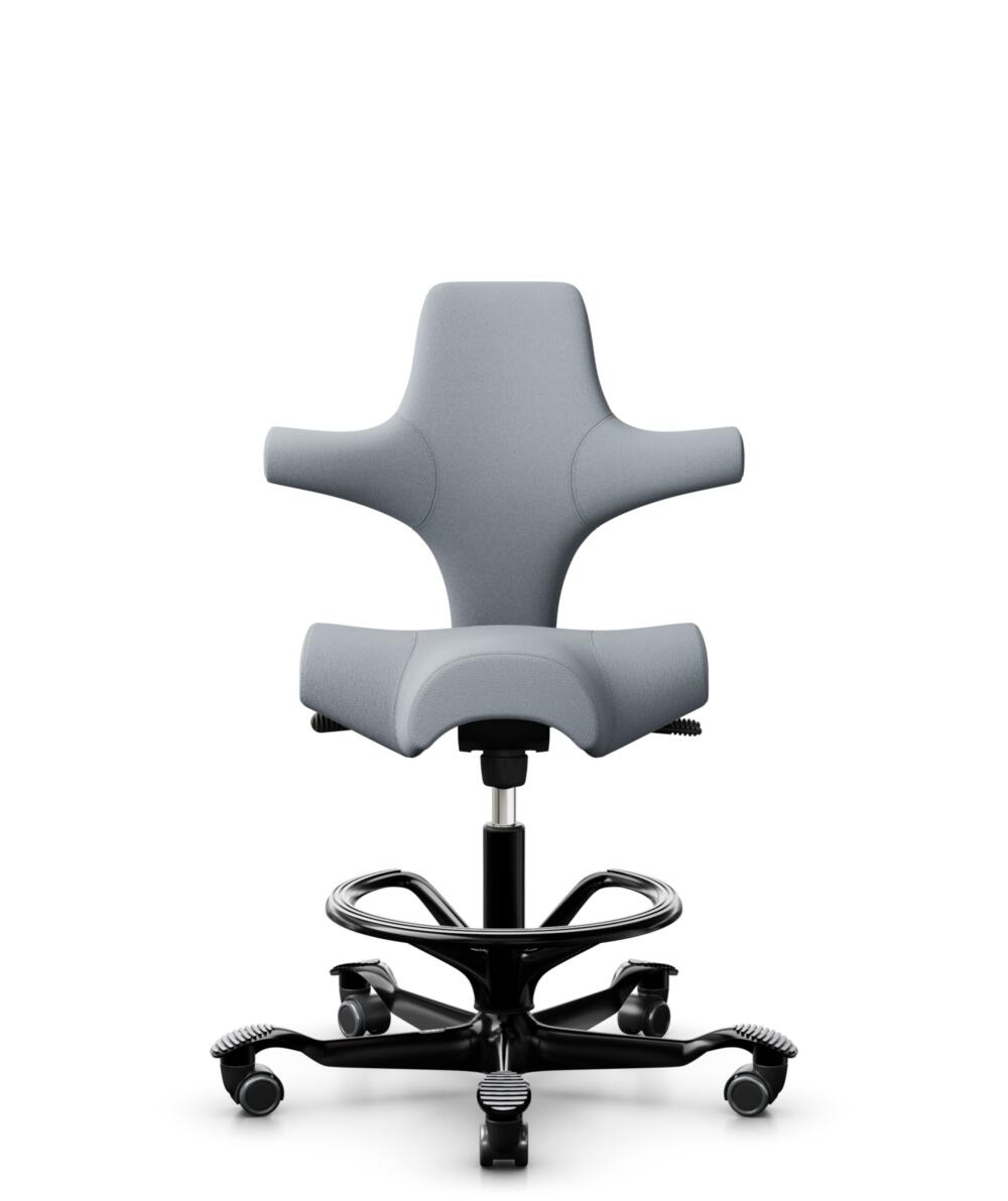 HÅG Capisco 8106 - Select (Gabriel) - Wol / Polyamide - SC60139 - Light grey - Framekleur - Moss Grey - Gasveer - 265 mm (Zithoogte 53-79cm) - Vloercontact - Zachte wielen t.b.v. harde vloeren - Voetenring - Ja, in framekleur - Voetster - Nee, voetster... - 1
