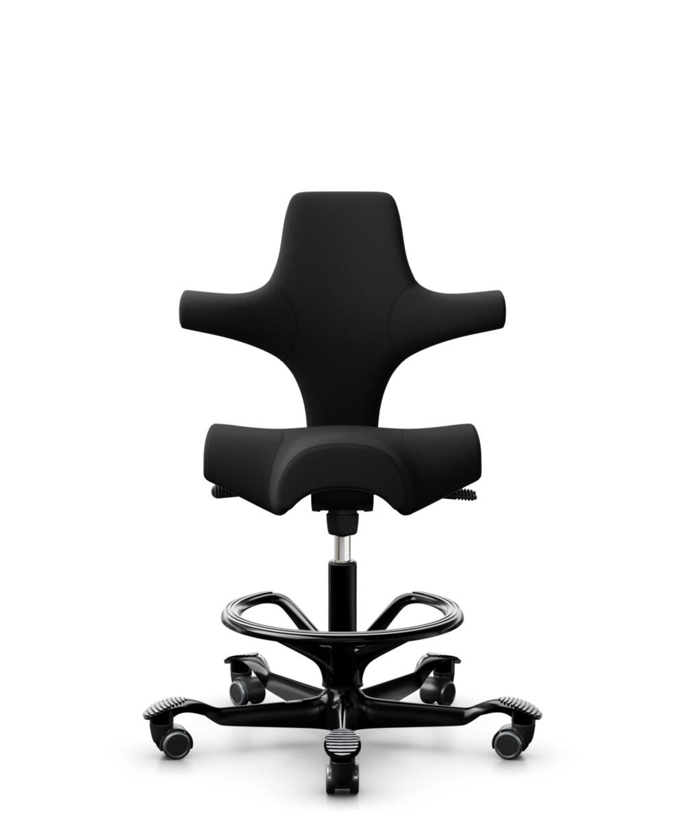 HÅG Capisco 8106 - Select (Gabriel) - Wol / Polyamide - SC60999 - Black - Framekleur - Zwart - Gasveer - 200 mm (Zithoogte 46-64cm) - Vloercontact - Zachte wielen t.b.v. harde vloeren - Voetenring - Ja, in framekleur - Voetster - Nee, voetster in frame... - 1