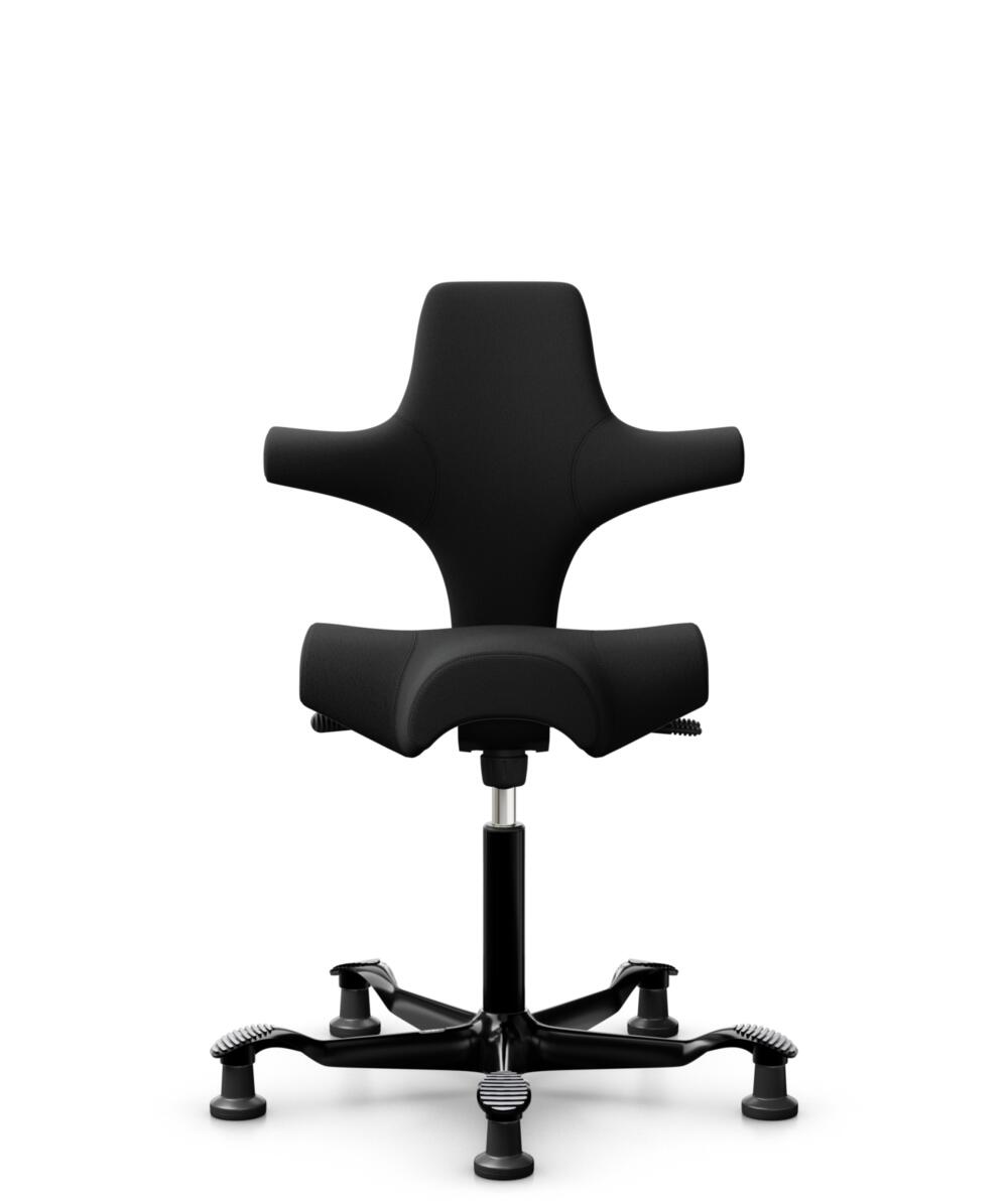 HÅG Capisco 8106 - Select (Gabriel) - Wol / Polyamide - SC60999 - Black - Framekleur - Zwart - Gasveer - 265 mm (Zithoogte 53-79cm) - Vloercontact - Glijdoppen - Voetenring - Nee, geen voetenring - Voetster - Nee, voetster in framekleur - 1
