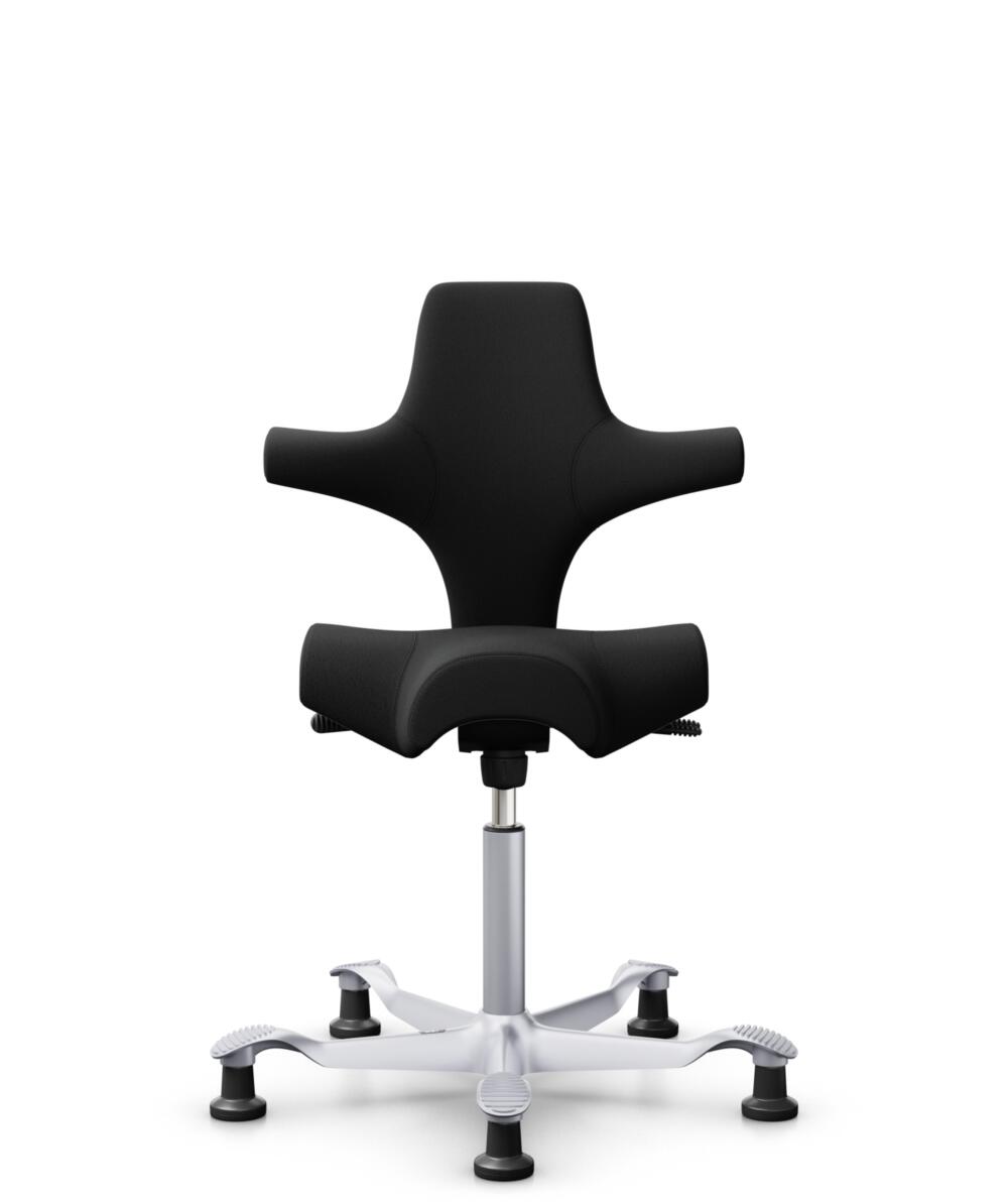 HÅG Capisco 8106 - Select (Gabriel) - Wol / Polyamide - SC60999 - Black - Framekleur - Zilver - Gasveer - 150 mm (Zithoogte 40-55cm) - Vloercontact - Glijdoppen - Voetenring - Nee, geen voetenring - Voetster - Nee, voetster in framekleur - 1