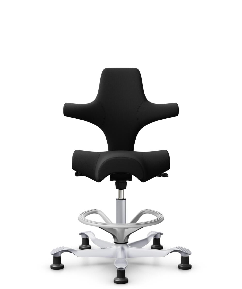 HÅG Capisco 8106 - Select (Gabriel) - Wol / Polyamide - SC60999 - Black - Framekleur - Zilver - Gasveer - 200 mm (Zithoogte 46-64cm) - Vloercontact - Glijdoppen - Voetenring - Ja, in framekleur - Voetster - Nee, voetster in framekleur - 1