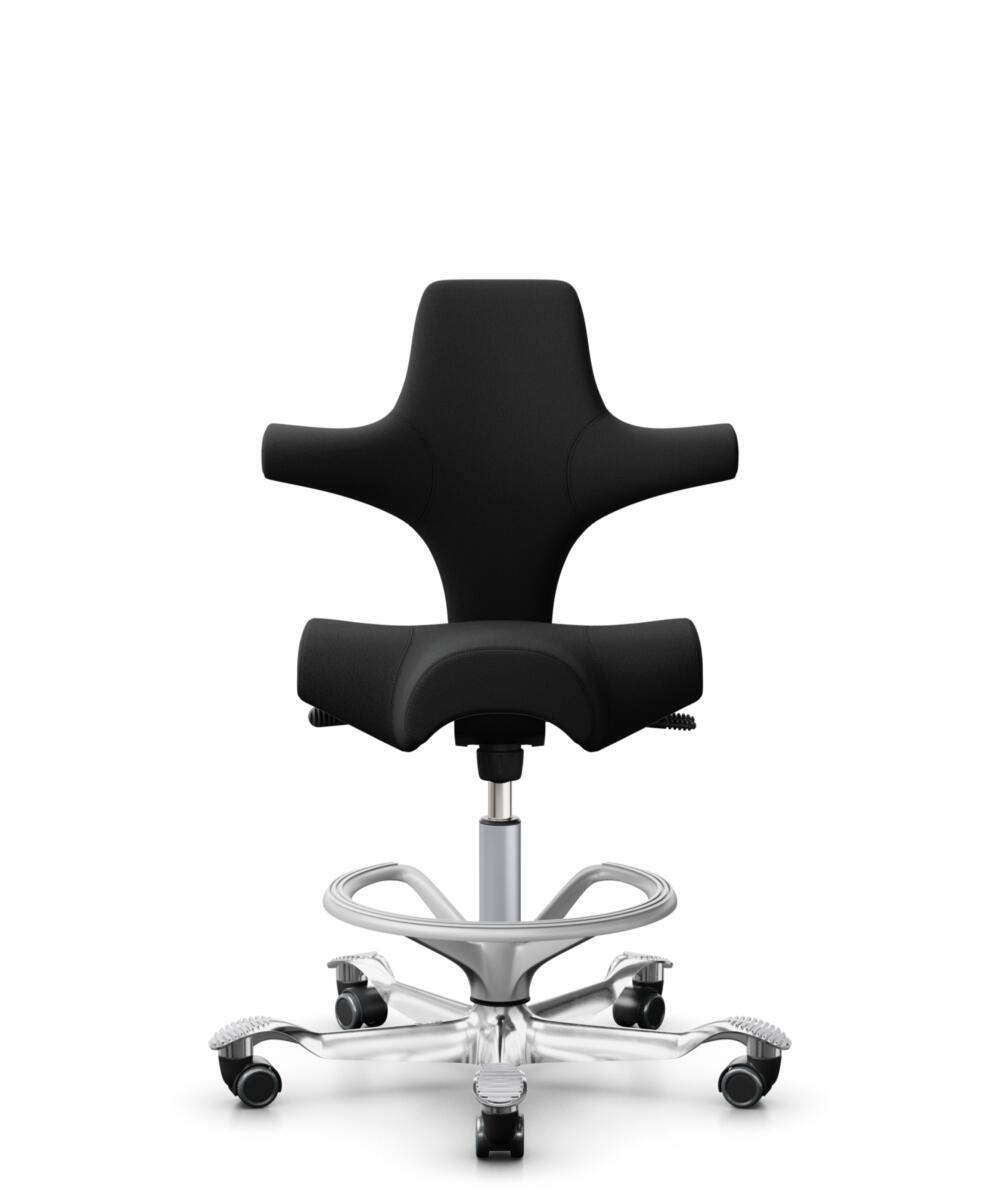 HÅG Capisco 8106 - Select (Gabriel) - Wol / Polyamide - SC60999 - Black - Framekleur - Zilver - Gasveer - 265 mm (Zithoogte 53-79cm) - Vloercontact - Harde wielen t.b.v. zachte vloeren - Voetenring - Ja, in framekleur - Voetster - Ja, voetster in gepol... - 1