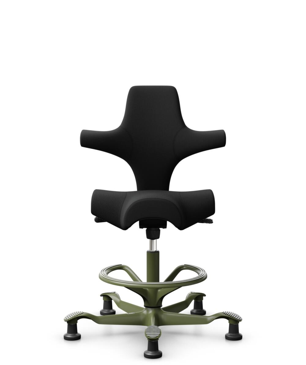 HÅG Capisco 8106 - Select (Gabriel) - Wol / Polyamide - SC60999 - Black - Framekleur - Moss Grey - Gasveer - 200 mm (Zithoogte 46-64cm) - Vloercontact - Glijdoppen - Voetenring - Ja, in framekleur - Voetster - Nee, voetster in framekleur - 1