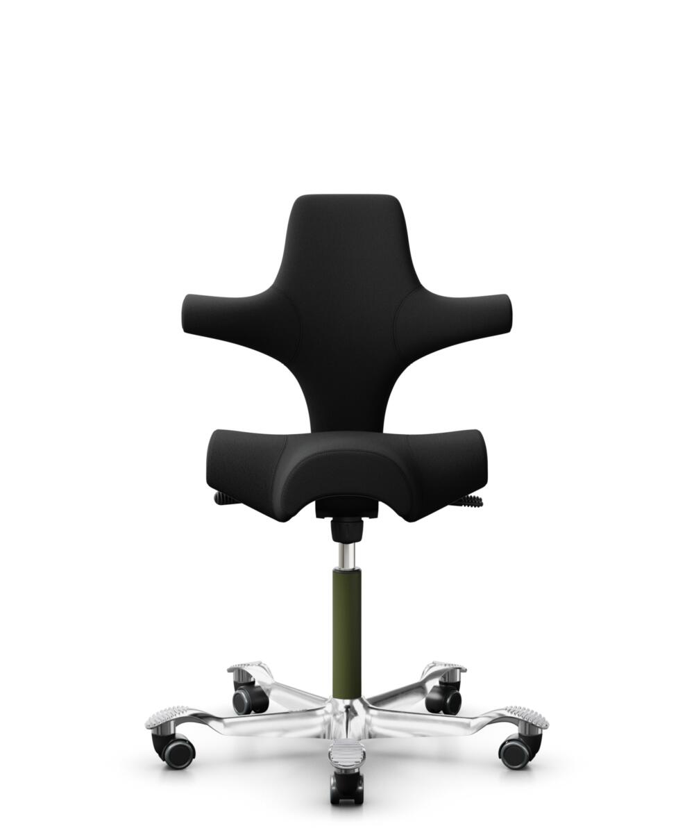 HÅG Capisco 8106 - Select (Gabriel) - Wol / Polyamide - SC60999 - Black - Framekleur - Moss Grey - Gasveer - 265 mm (Zithoogte 53-79cm) - Vloercontact - Harde wielen t.b.v. zachte vloeren - Voetenring - Nee, geen voetenring - Voetster - Ja, voetster in... - 1