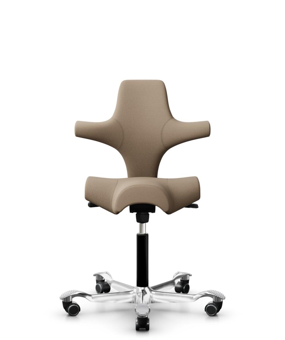 HÅG Capisco 8106 - Select (Gabriel) - Wol / Polyamide - SC61184 - Light brown - Framekleur - Zwart - Gasveer - 200 mm (Zithoogte 46-64cm) - Vloercontact - Harde wielen t.b.v. zachte vloeren - Voetenring - Nee, geen voetenring - Voetster - Ja, voetster ... - 1