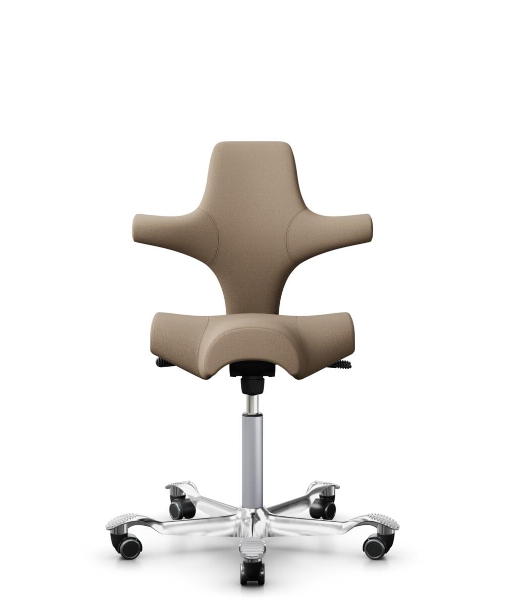 HÅG Capisco 8106 - Select (Gabriel) - Wol / Polyamide - SC61184 - Light brown - Framekleur - Zilver - Gasveer - 150 mm (Zithoogte 40-55cm) - Vloercontact - Harde wielen t.b.v. zachte vloeren - Voetenring - Nee, geen voetenring - Voetster - Ja, voetster... - 1