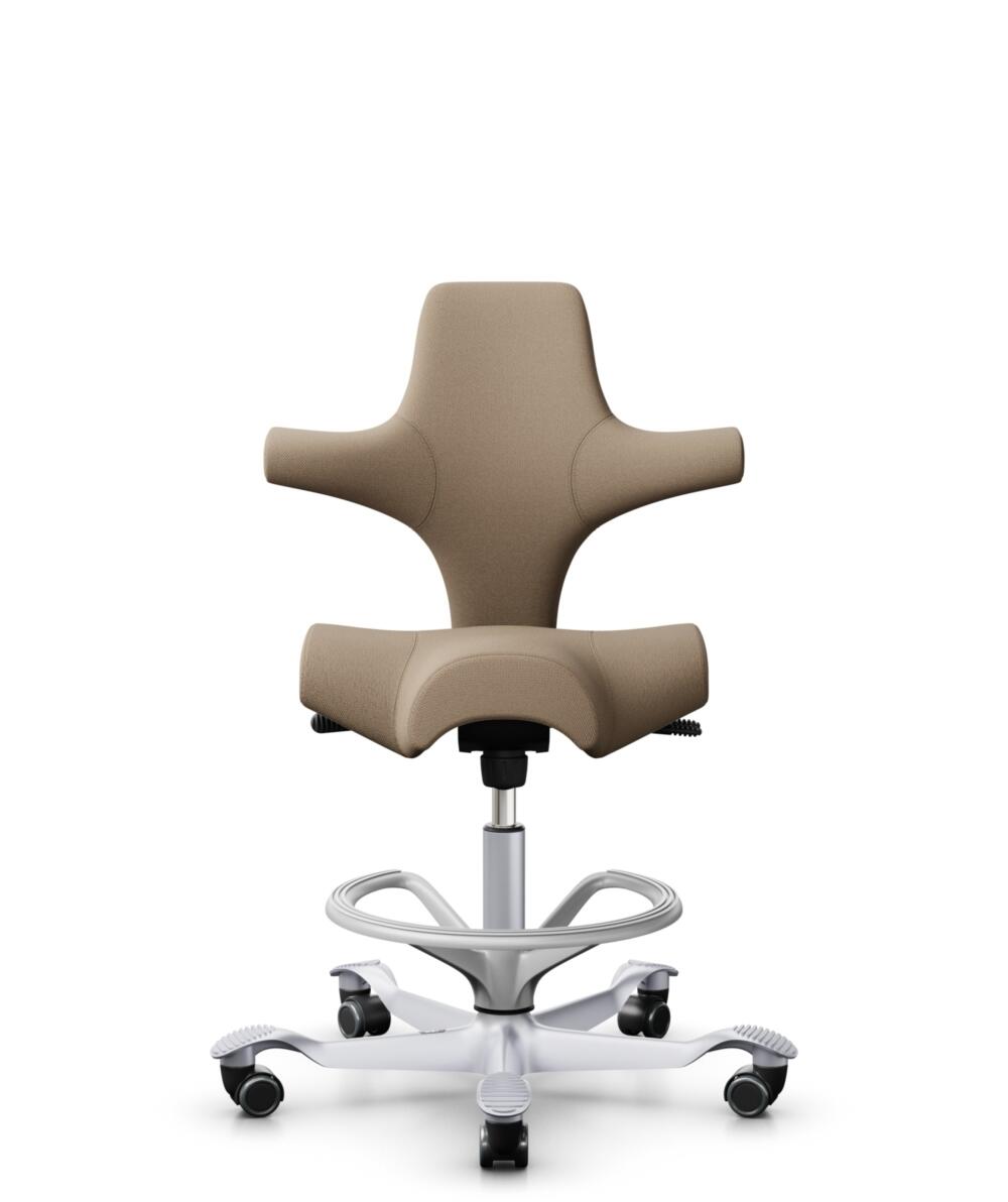 HÅG Capisco 8106 - Select (Gabriel) - Wol / Polyamide - SC61184 - Light brown - Framekleur - Zilver - Gasveer - 200 mm (Zithoogte 46-64cm) - Vloercontact - Harde wielen t.b.v. zachte vloeren - Voetenring - Ja, in framekleur - Voetster - Nee, voetster i... - 1