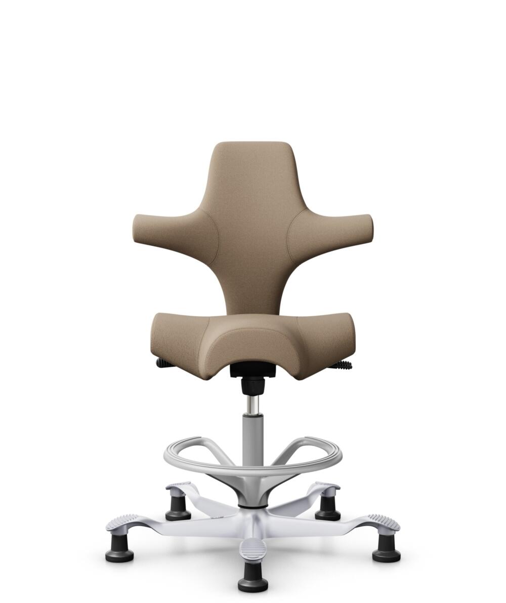 HÅG Capisco 8106 - Select (Gabriel) - Wol / Polyamide - SC61184 - Light brown - Framekleur - Zilver - Gasveer - 265 mm (Zithoogte 53-79cm) - Vloercontact - Glijdoppen - Voetenring - Ja, in framekleur - Voetster - Nee, voetster in framekleur - 1