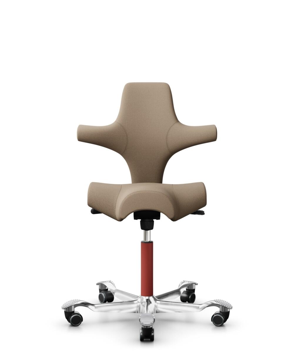 HÅG Capisco 8106 - Select (Gabriel) - Wol / Polyamide - SC61184 - Light brown - Framekleur - Blush Rose - Gasveer - 150 mm (Zithoogte 40-55cm) - Vloercontact - Harde wielen t.b.v. zachte vloeren - Voetenring - Nee, geen voetenring - Voetster - Ja, voet... - 1