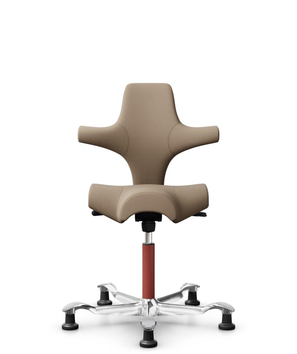 HÅG Capisco 8106 - Select (Gabriel) - Wol / Polyamide - SC61184 - Light brown - Framekleur - Blush Rose - Gasveer - 200 mm (Zithoogte 46-64cm) - Vloercontact - Glijdoppen - Voetenring - Nee, geen voetenring - Voetster - Ja, voetster in gepolijst aluminium - 1