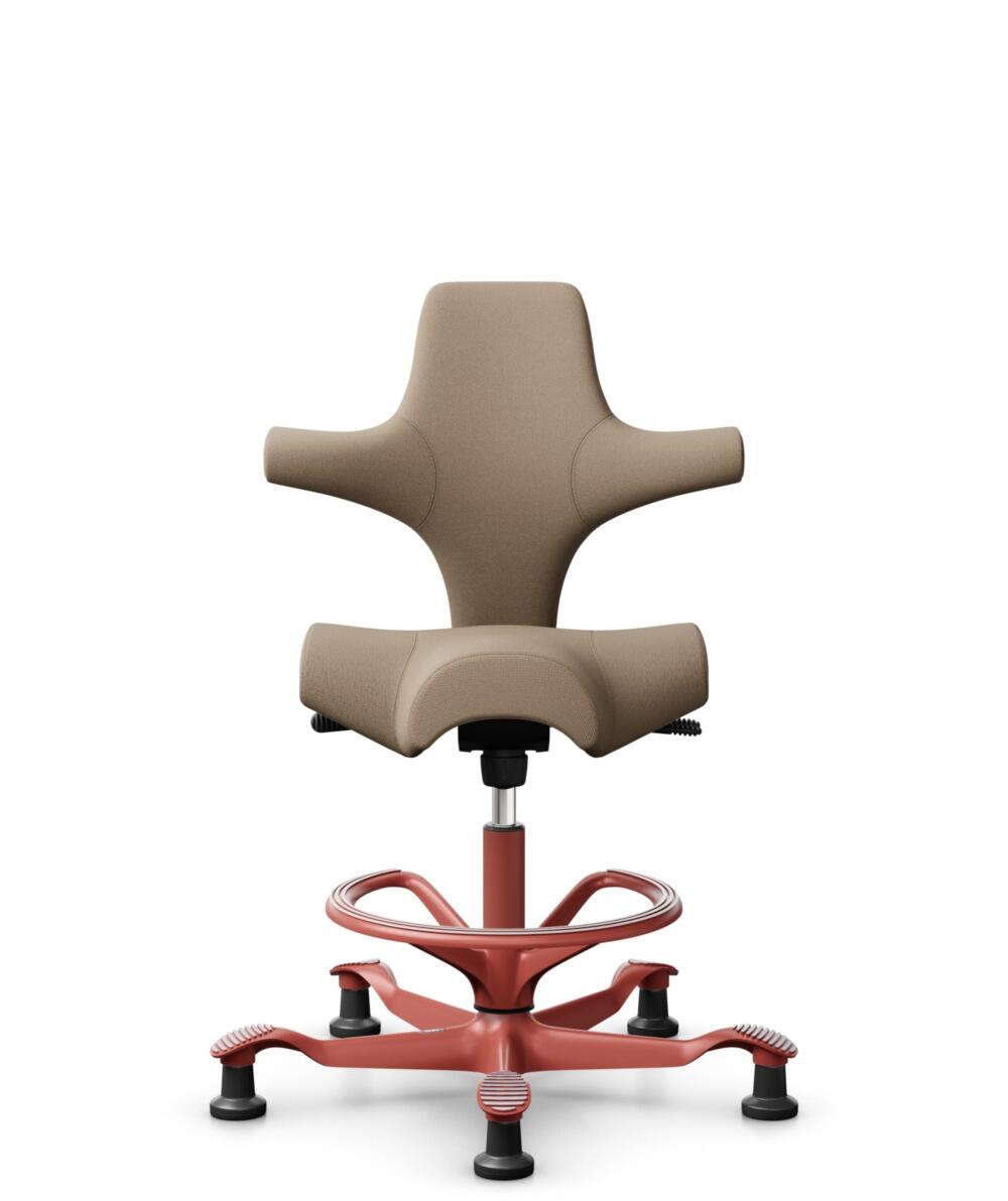 HÅG Capisco 8106 - Select (Gabriel) - Wol / Polyamide - SC61184 - Light brown - Framekleur - Blush Rose - Gasveer - 200 mm (Zithoogte 46-64cm) - Vloercontact - Glijdoppen - Voetenring - Ja, in framekleur - Voetster - Nee, voetster in framekleur - 1